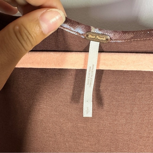 Free People Brown Floral Ruche Midi Dress sz S - Picture 7 of 7